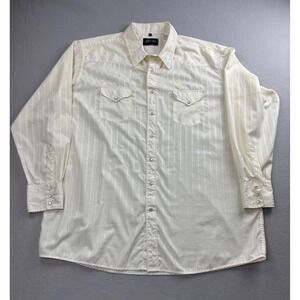 White Horse Western Pearl Snap Shirt Mens XXL Off White Ivory Long Sleeve